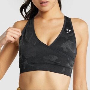 Gymshark Black Camo Seamless Sports Bra Size Medium